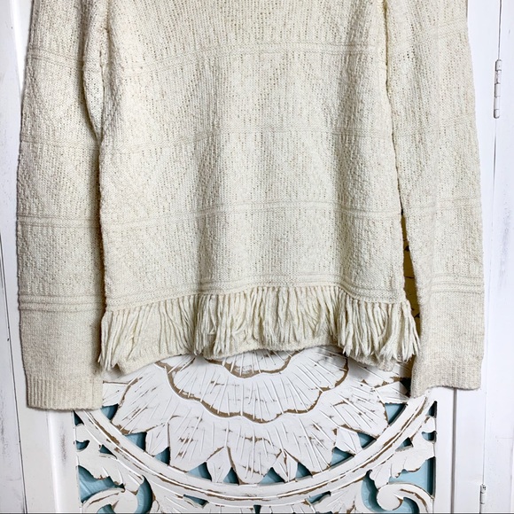 Anthropologie Moth Cream Fringe Sweater - Picture 3 of 5